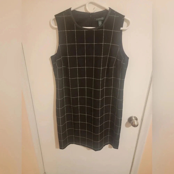 Lauren Ralph Lauren Womens Size 10 Black & White Dress Squares Pattern - Picture 1 of 5